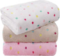LINENLUX 1 Pack 3 Blankets Super Soft Fluffy Premium Fleece Dog Blankets for Puppy Cat Pet Blanket Flannel Throw Warm Sleep Polka Dot 31x20 inches
