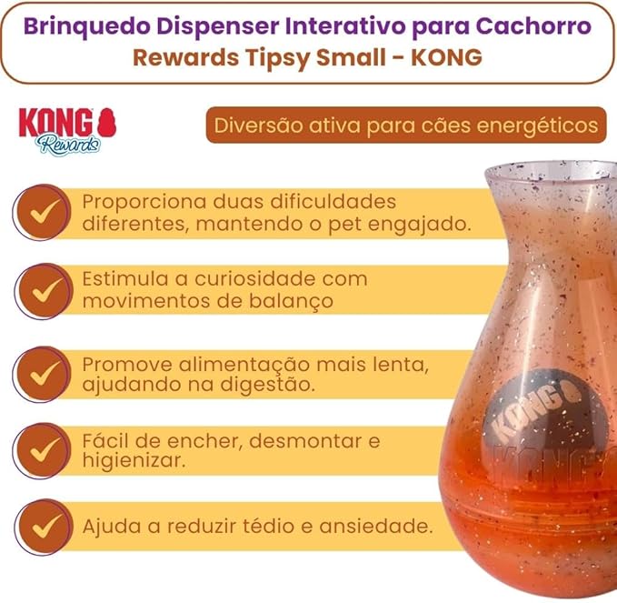 KONG Rewards Tipsy Food or Treat Dispensing Dog Toy - Interactive and Mentally Stimulating Toy for Dogs (Small)