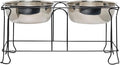 YML 10-Inch Wrought Iron Stand with Double Stainless Steel Feeder Bowls