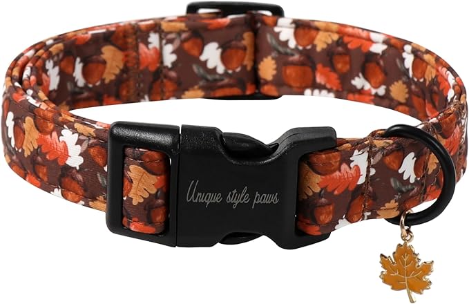 Unique style paws Dog Collar Plastic Buckle with Pendant Hazelnut Maple Leaf Puppy Collars for Small Medium Large Boys Girls Dogs