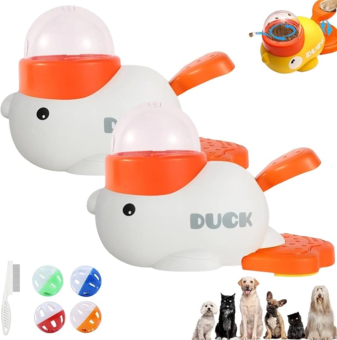 2026 New Dog Interactive Treat Dispenser Toy, Treat Dispensing Dog Toys, Cat Treat Dispenser, Promotes IQ Training and Entertainment Reduces Bloating Anti-Gulping Small Animal Bowls (White*2)