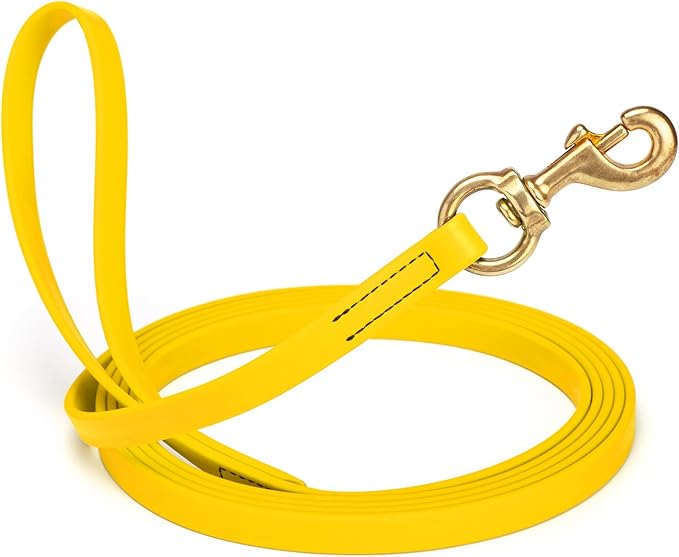 Viper Biothane K9 Working Dog Leash Waterproof Lead for Tracking Training Schutzhund Odor-Proof Long Line with Solid Brass Snap for Puppy Medium and Large Dogs, 33ft Lemon Yellow