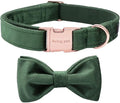 ARING PET Christmas Dog Collars with Bowtie, Cute Xmas Green Velvet Pet Bow Tie Collar with Metal Buckle for Puppy Small Medium Large Boy Girl Dogs-M
