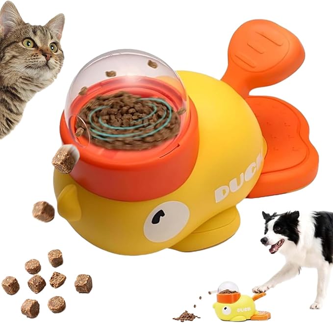 Dog Feeder Puzzle Toy Duck, Interactive Dog Treat Dispenser Toy, 2-in-1 Dogs Puzzle Feeder for Dogs & Cats, Slow Feeders for Training, Indoor/Outdoor Interactive Play (Style A)