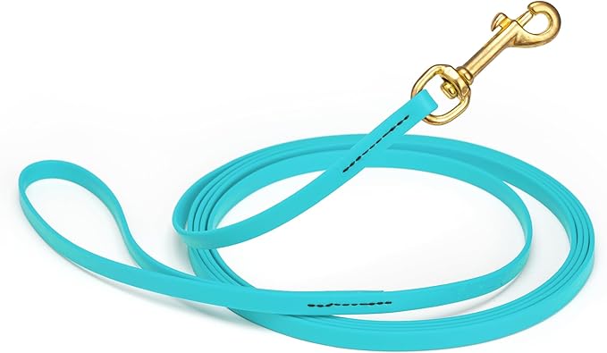 Viper K9 Biothane Working Dog Leash Waterproof Lead for Tracking Training Schutzhund Dog Sport & Search - Odor-Proof Long Line with Solid Brass Snap for Puppy Medium and Large 3/8" x 15ft Sky Blue