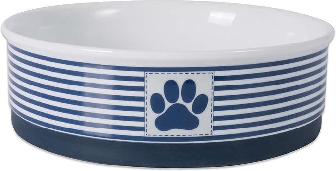 Bone Dry Paw & Patch Ceramic Pet Collection, Large Bowl, 7.5x2.4", Nautical Blue