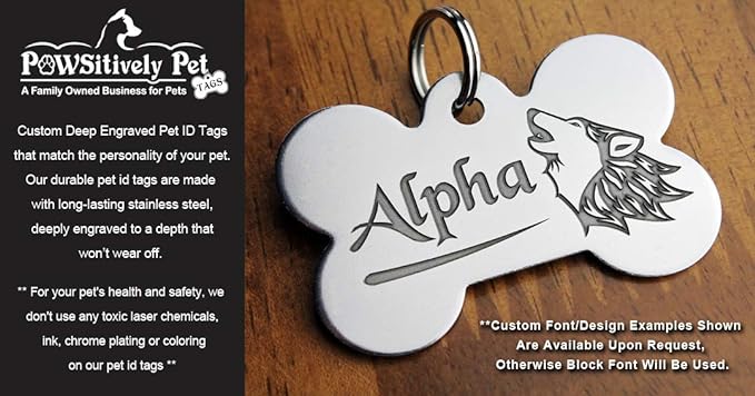 Stainless Steel Custom DEEP Engraved Pet ID Tags Personalized Front/Back Dog Tags for Dogs and Cats - Star 1-1/4"x1-1/4 (2-Side Engraving)