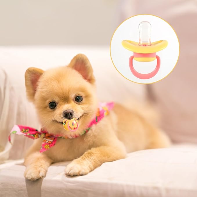 3pcs Dog Pacifiers, Silicone Puppy Kitten Calming Pacifier Cute Dog Pacifier Chew Toy Pacifier Dog Toy for Small Dogs Cats (3 Colors)