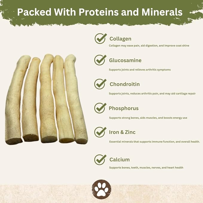 Top Dog Chews - 6 Inch Cow Tails, High-Protein Dog Treats, 100% Naturally Sourced Dog Chew from Free Range Grass-Fed Cattle, Beef Bull Puppy Treats (25 Pack)