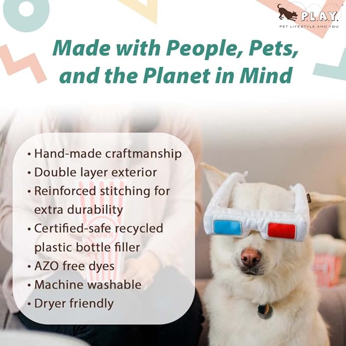 P.L.A.Y. Cute Plush Dog Toys - Hollywoof Cinema, Movie Themed Durable Squeaker Chew Toys, Great for Puppies & Small, Medium, Large Dog Breeds - Machine Washable, Recycled Materials (5 Piece Set)