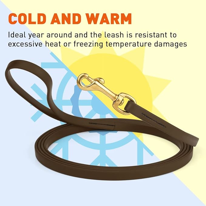 Viper K9 Biothane Working Dog Leash Waterproof Lead for Tracking Training Schutzhund Dog Sport & Search - Odor-Proof Long Line with Solid Brass Snap for Puppy Medium Large 1/2" x 20ft Chocolate Brown
