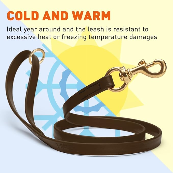Viper Biothane K9 Working Dog Leash Waterproof Lead for Tracking Training Schutzhund Odor-Proof Long Line with Solid Brass Snap for Puppy Medium and Large Dogs 6ft, Dark Chocolate Brown