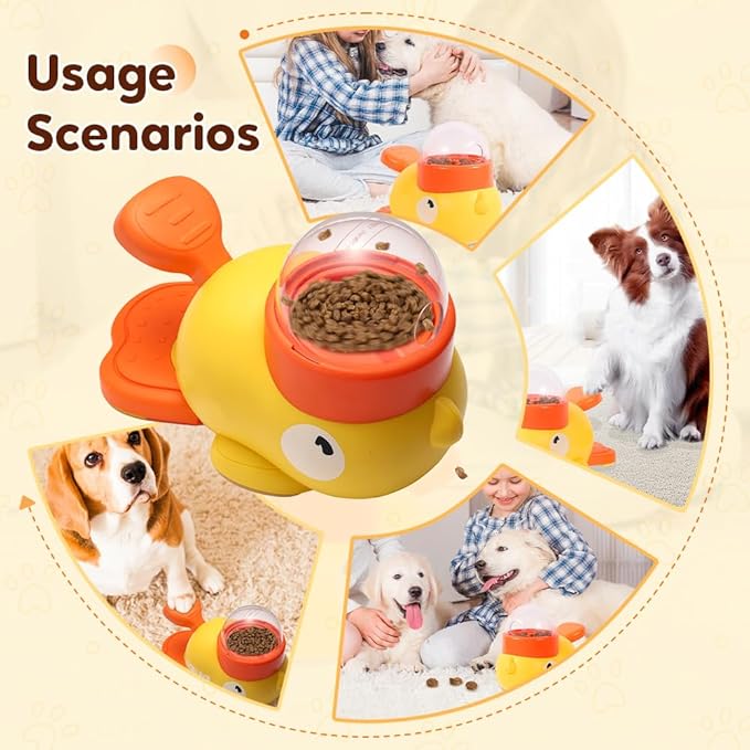 Duck Cat Treat Dispenser, 2026 New Interactive Dog Food Dispenser Toy with Button, Ducks-Shaped Treat Dispenser for Small Medium Dogs (1)