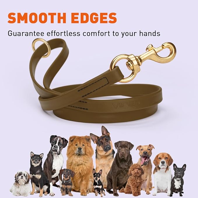 Viper Biothane K9 Working Dog Leash Waterproof Lead for Tracking Training Schutzhund Odor-Proof Long Line with Solid Brass Snap for Puppy Medium and Large Dogs 4ft, Coyote Brown