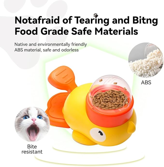 Duck Cat Treat Dispenser - Cat Treat Dispenser Toy Interactive with Button & Clear Treat Window, Food Puzzle Slow Feeder Toys Forcats and Small Medium Dogs, IQ Training and Boredom Relief (2Set)