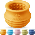 Treat Dispensing Dog Toy, Long-Lasting Interactive Puzzle Toys for Dogs, Stuffable Dog Enrichment Frozen Lick Treat Toy for Boredom, BPA Free Silicone Fetch Catch Chew Toy (Orange,S)