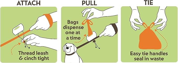 Neater Pet Brands Neater Bags Dog Waste Bag, No Rolls - Dog Poop Bags Dispense One at a Time, Doggie Poop Bag with Easy-Tie Handles, Dispenser Attaches to Any Leash (210 Count, Blue Bone & Paw Print)