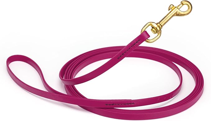 Viper Biothane K9 Working Dog Leash Waterproof Lead for Tracking Training Schutzhund Odor-Proof Long Line with Solid Brass Snap for Puppy Medium and Large Dogs, 33ft Magenta Pink