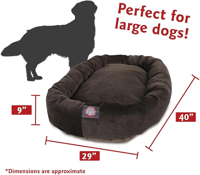 Majestic Pet Villa 40 Inch Shredded Memory Foam Dog Bed for Large Sized Dog 40x29x9 Inch–Orthopedic Pet Bed with Removable Washable Cover-Washable Large Puppy Mat with Head Support-Storm