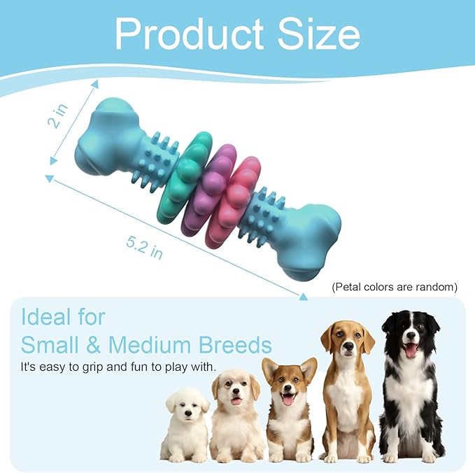 Puppy Chew Toys, Indestructible Dog Toys for Aggressive Chewers - Small & Medium Breed, Durable Rubber Chew Bone Toy for Small Dogs, Puppy Toys for Teething, Anxiety & to Keep Busy