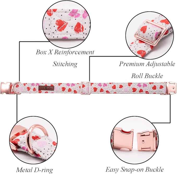 Lionet Paws Valentines Day Dog Collar with Bowtie, Dog Bowtie Collar with Metal Buckle for Dogs and Cats, Adjustable Comfortable Dog Collar Girl Boy Gift，XXS, Neck 7-11 in