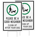 SmartSign 12" x 18" (2-Pack) Be A Good Neighbor Clean Up After Your Dog Yard Sign with 15" Metal H-Stake, Double Sided, Large 160 mil Thick Corrugated Plastic Lawn Signs, Water Resistant, USA-Made