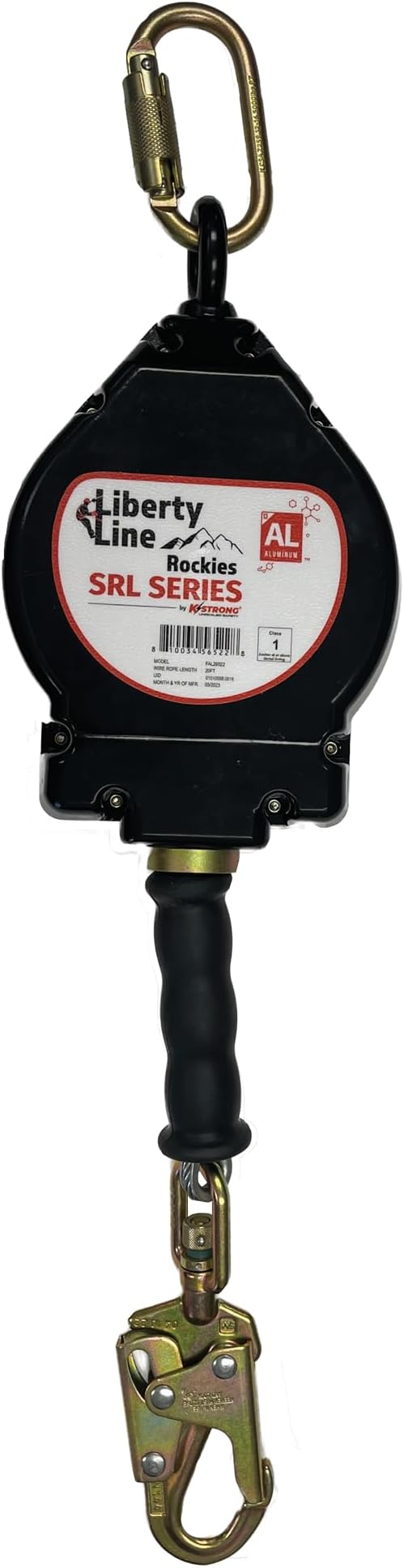 Liberty Line Rockies 20 Foot Aluminum Housing Cable SRL with Snap Hook - Includes Installation Carabiner and Tagline (ANSI)