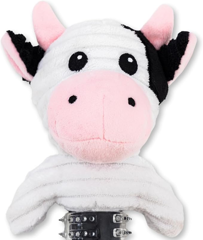 Country Living Black and White Cow Corduroy Squeaker Dog Chew Toy – Plush Dog Toy in Thermoplastic Rubber for Engaging Play and Cuddles