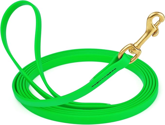 Viper Biothane K9 Working Dog Leash Waterproof Lead for Tracking Training Schutzhund Odor-Proof Long Line with Solid Brass Snap for Puppy Medium and Large Dogs, 20ft Tropical Green