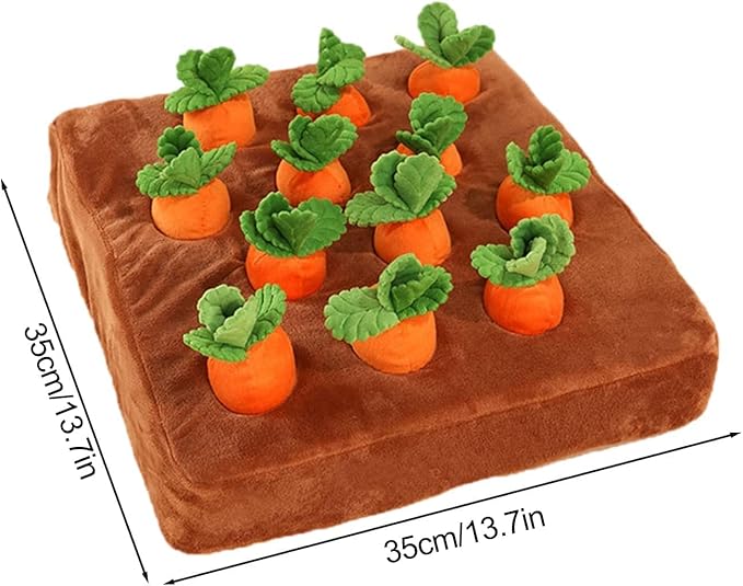 Carrot Dog Toy, Snuffle Mat for Dogs Toy Carrot, Interactive Carrot Dog Puzzle, 2 in 1 Non-Slip Nosework Feed Games, Dog Carrot Toy Pet Stress Relief with 12 Carrots