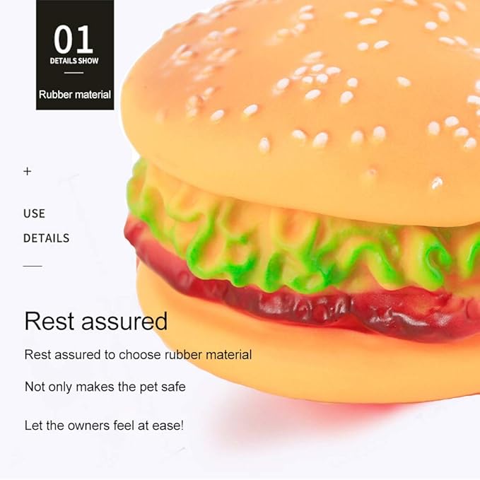 NTRR Bite-Resistant Dog Toys Squeaky Chewing Toys Tooth Cleaning Supplies, Golden Retriever Teddy Pets, etc., Dog Training, Sofa Damage Prevention, Hamburger Pet Toys