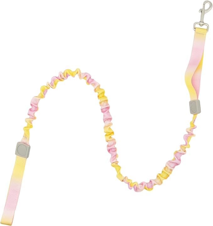 Dual Handles Bungee Dog Leash, Ombré Color Shock-Absorbing Dog Leash with 360° Swivel Clasp, for Small to Medium Dogs (4 – 5.5 ft) (Pink-Orange Ombré)