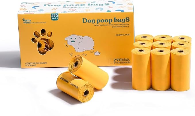 Dog Poop Bags Rolls Guaranteed Leak Proof and Extra thick Poop Bags for Dogs,270 Count 18 Rolls,Lavender Scented,Cornstarch Based Doggie Poop Bag for Puppy and Big Dogs