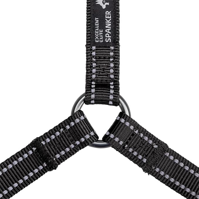 EXCELLENT ELITE SPANKER No Pull Dog Harness Reflective Nylon Vest L-Shaped Adjustable Easy Pet Harness for Small Medium Large Breeds Dogs Walking Training Black Red(Black-XL)