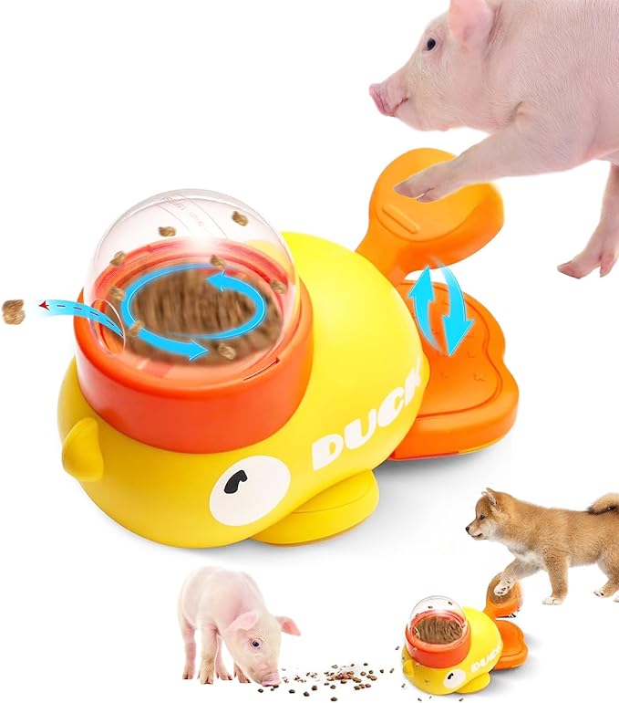 Pig Duck Treat Toy for Mini Pig Enrichment Toys to Play with, Duck Treat Dispenser for Dogs Cat Slow Feeder Puzzle Toy, Interactive Foraging and Promotes IQ Training