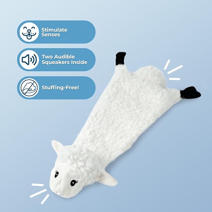 Best Pet Supplies Squeaky Dog Toys with Soft Durable Fabric for Small, Medium and Large Pets Interactive Toy for Indoor Play, Supports Active Biting and Play - Sheep, Small
