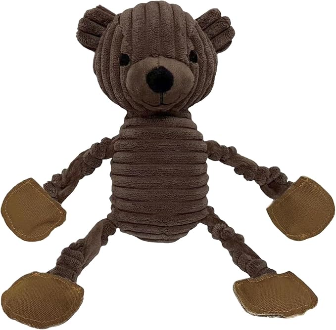 LWBMG Squeaky Dog Toys, Tug of War Dog Toys to Keep Them Busy, Stuffed Animal Dog Plush Toy for Puppy Small, Middle, Large Dogs, Cute Bear Interactive Doggie Toy Coffee