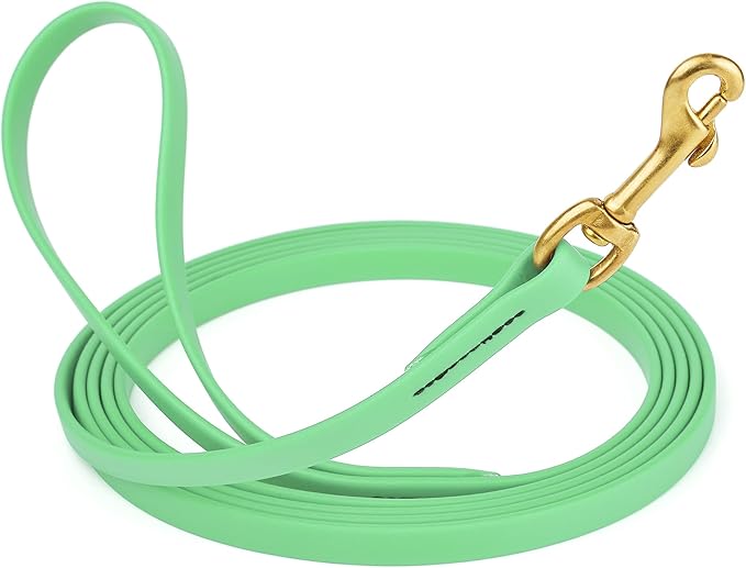 Viper Biothane K9 Working Dog Leash Waterproof Lead for Tracking Training Schutzhund Odor-Proof Long Line with Solid Brass Snap for Puppy Medium and Large Dogs, 20ft Sea Foam Green