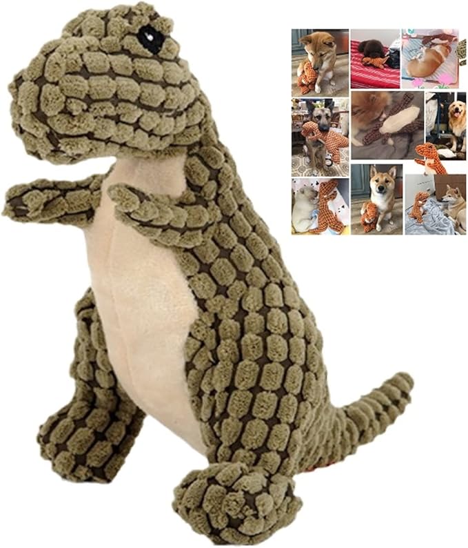 2023 New Indestructible Robust Dino, Durable Interactive Robustdino Dog Toy, Squeaky Dog Toys For Aggressive Chewers, Soft Dog Toys, Unbreakable Stuffed Plush Dog Toy Aggressive Chewers (GREEN)