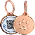 Pet Dwelling Smart QR + NFC Pet ID Tags for Dogs – Durable & Waterproof – Smart Pet Tags with AI-Powered Instant Scan Alerts & Free Online Profile (Rose Gold Paw)