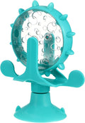 Interactive Pets Treats Dispenser Toy: 360 Degree Rotating Windmill Puzzle Toys for Small Cat & Dog Exercise - Window Ferris Wheel Feeder with Suction Cup for Puppies, Blue