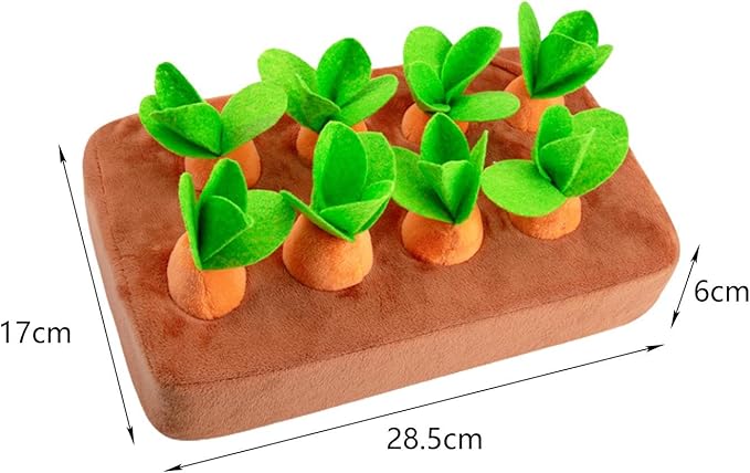 Garden Carrot Plush Toy Vegetable Fruit Pet Interactive Puzzle Foraging Training Educational Toy Increase Dog Enrichment Toys, 8 Carrots, Multiple Sizes