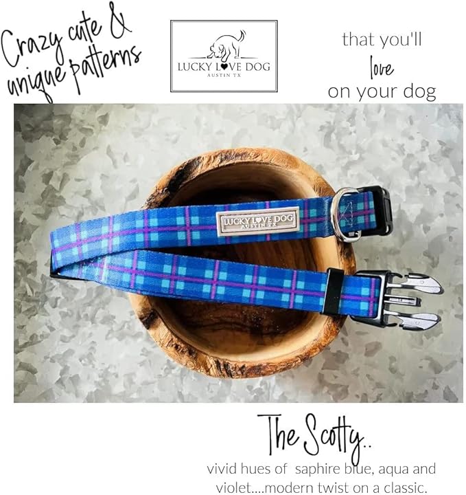 Lucky Love Dog Martingale Dog Collar - Adjustable, No-Slip, Durable, & Soft Webbing Collar for Male and Female Dogs Ideal for Training & Walking - Scotty, Small