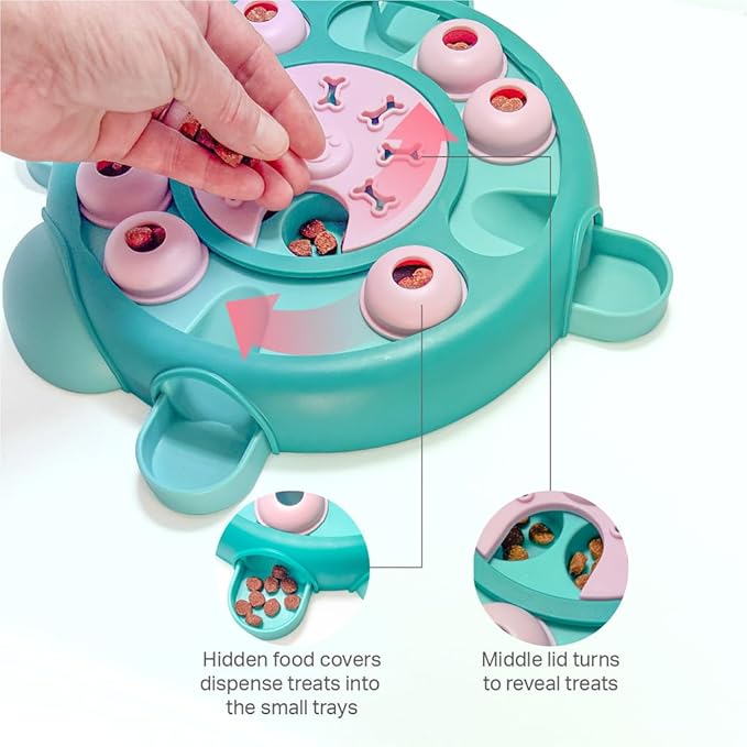 Friends Forever Dog Puzzles Toys with Slower Feeder, Interactive Toy with Food Puzzle for Stimulation and Treat Training Game, Treat Dispenser Toys for Dogs, Tortoise Puzzle