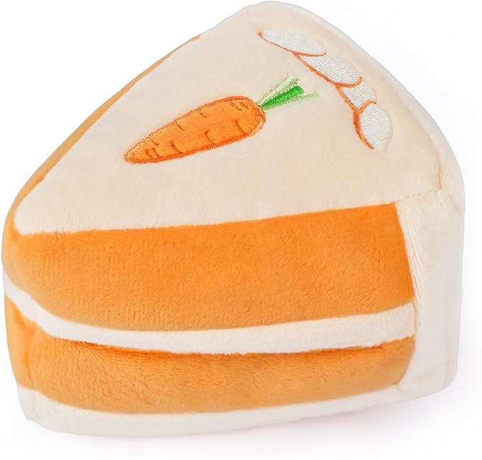 CHEWFFON Dog Puzzle Snuffle Toy, Carrot Cake Treat-Hiding Enrichment Toy for Boredom Relief and Mental Stimulation, Squeaky Cake Gift, Interactive Play for Small and Medium Dogs