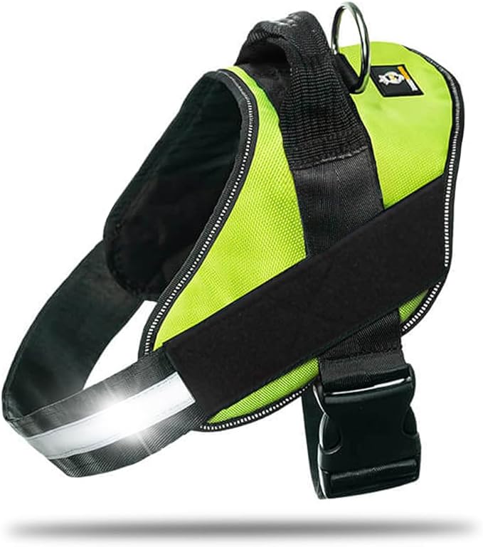 Non Pull Dog Harness with Patch Panels and Handle, Adjustable, Reflective, No Choke, Heavy Duty Easy On Service Dog Vest Harnesses for Medium Large Small Sized Dogs - Green, 2XL
