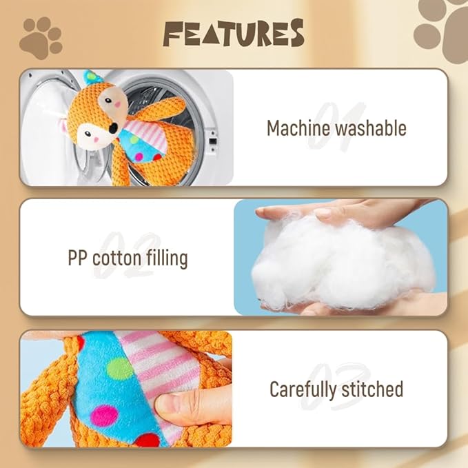 Indestructible Dog Toy, 2026 New Durable Squeak Dog Toys Stuffed Plush, Dog Toy with Squeaker, Squeaky Chew Toy for Small Medium Large Dogs Puppy Teething Toys (Little Elephant)