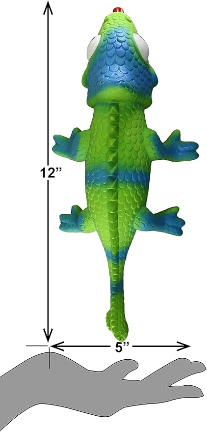 PetSport Naturflex Large Chameleon Latex Dog Chew Toy | All-Natural Soft, Squeaky, Non-Toxic Rubber Chew Toy | Safe for Indoor Play | 11"