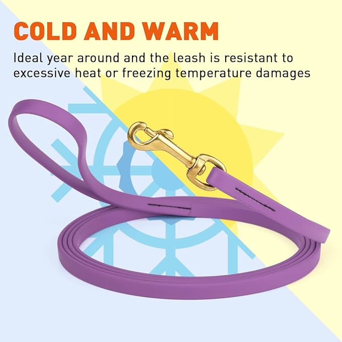 Viper K9 Biothane Working Dog Leash Waterproof Lead for Tracking Training Schutzhund Dog Sport & Search - Odor-Proof Long Line with Solid Brass Snap for Puppy Medium Large 1/2" x 20ft Amethyst Purple
