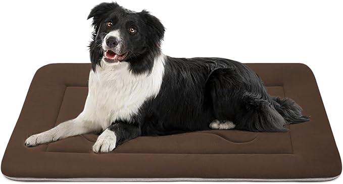 JoicyCo Dog Bed Soft Dog Crate Pad Mat for Medium/Large Dogs, 36 in Non-Slip Bottom Washable Dog Sleeping Mattress Pet Beds Cat Bed Kennel Pad, Dark Brown